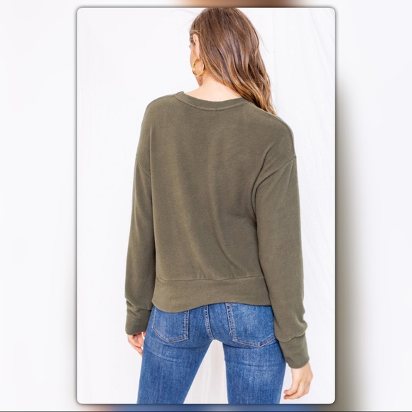 Young Wild Free Olive Sweater - Picture 2 of 5